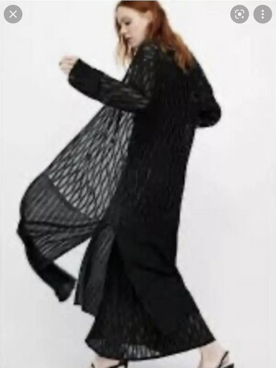 zara Beaded Kimono Over Dress black cardigan evening gown new