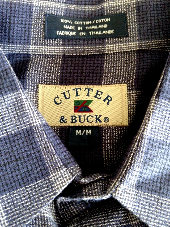 Cutter & Buck Mens Shirt Medium Blue Gray Check Freshly Dry cleaned - Image 3 of 4