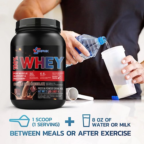 100% Whey Protein Powder - Muscle Growth & Bodybuilding - Chocolate 2 Lbs NEW - Picture 8 of 10