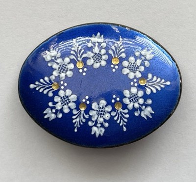 Vtg Eva Scherer Wien Vienna Austria Signed Blue Enamel Floral Flower Brooch Pin