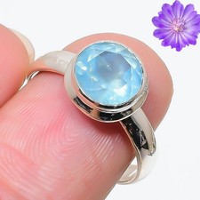 Sky Blue Topaz Gemstone 925 Sterling Silver Handmade Jewelry Ring Gift For