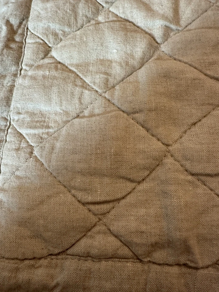 Pottery Barn бельгийский лен стеганая бриллиант Евро наволочки комплект из двух (2) - Изображение 3 из 4