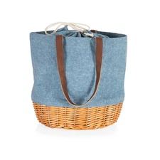 Coronado Canvas and Willow Basket Tote, Picnic Basket, Stylish Beach Bag, Bea...