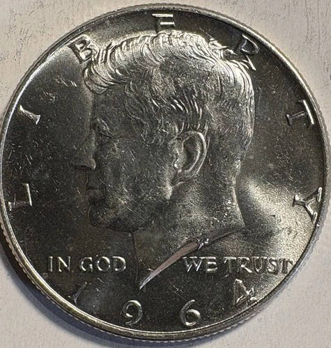 1964 Kennedy Half Dollar 90% Silver One Coin Lot Brilliant Uncirculated BU