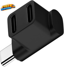 10Gbps USB3.0 Type C Male to Dual Female Power Data Splitter Adapter up Angled