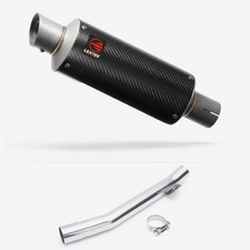 Lextek Carbon Fibre GP8C 240mm Exhaust with Link Pipe Silencer Chrome Polished