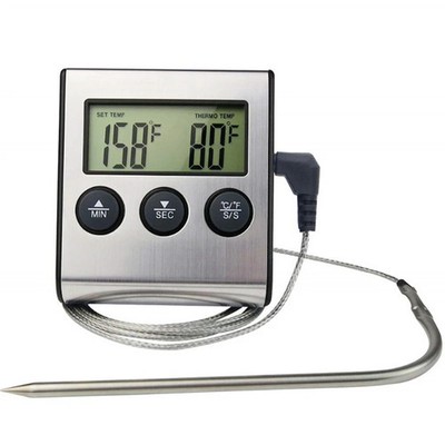 Digital Meat Thermometer BBQ Oven Grill Timer Cooking Food Probe 250°C