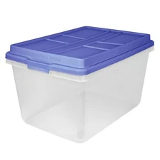   72 Quart Clear Storage Bin, Latched Storage Container, with Blue HI-RISE Lid