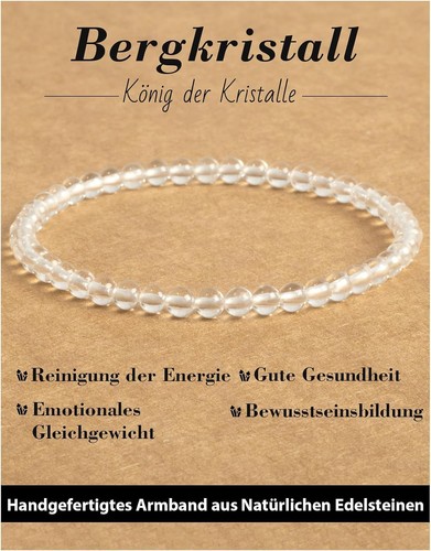 Heilstein Armband Bergkristall 4mm Poliert Elastische Kristallschnur Must-have