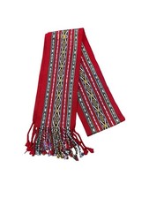 Vintage Guatemalan Multicolor Tassels Hand Woven Sash Belt Scarf 78 x 6