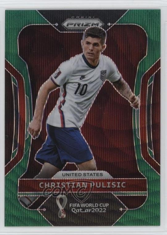 2022 Panini Prizm World Cup Qatar Green Wave Prizm Christian Pulisic #201 u0u