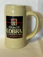 King Cobra Label Right Faced Tall Mug Stein Ceramarte Brazil 5 5/8" Vintage