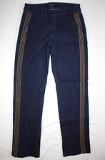 New Liverpool Pants Women's 0/25 Brooke Denim Trouser Gold Stripe Dark Wash