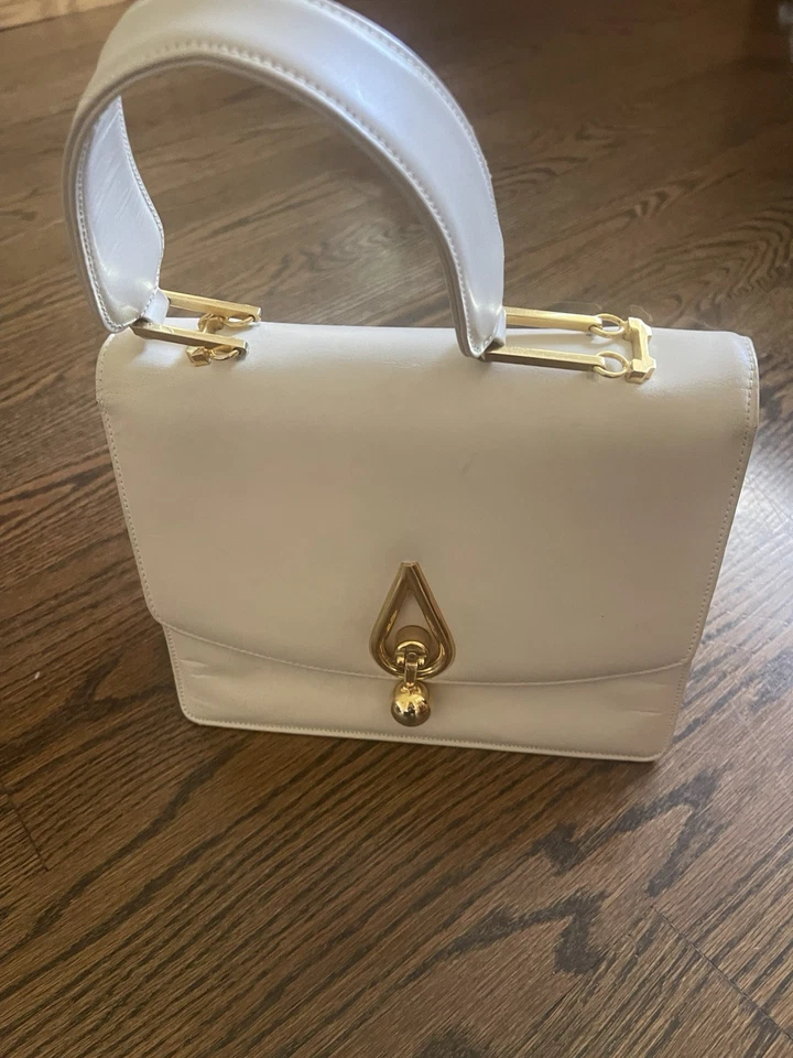 Bolso de mano vintage de cuero blanco MAGDA MAKKAY años 60 Foto 3 de 4