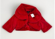 NWT 128 Laundry By Shelli Segal Faux Fur Shrug In Red / Cherry Small