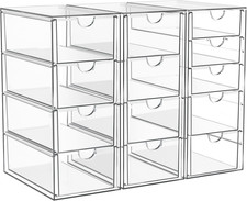 Acrylic 3-Pack Makeup and Desk Organizer with 13 Storage Drawers