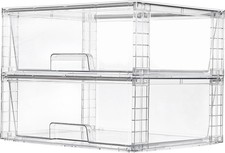 2 Pack Large Stackable Storage Drawers,Easily Assemble Clear Acrylic Bathroom