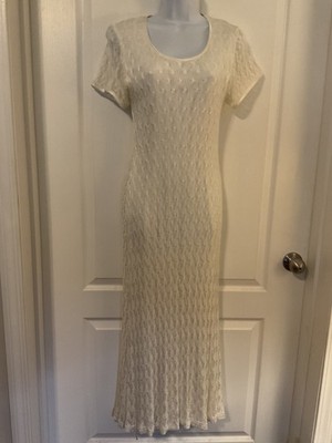Superstition White Lace Dress Lined Women s Short Sleeve Size 12 -B6