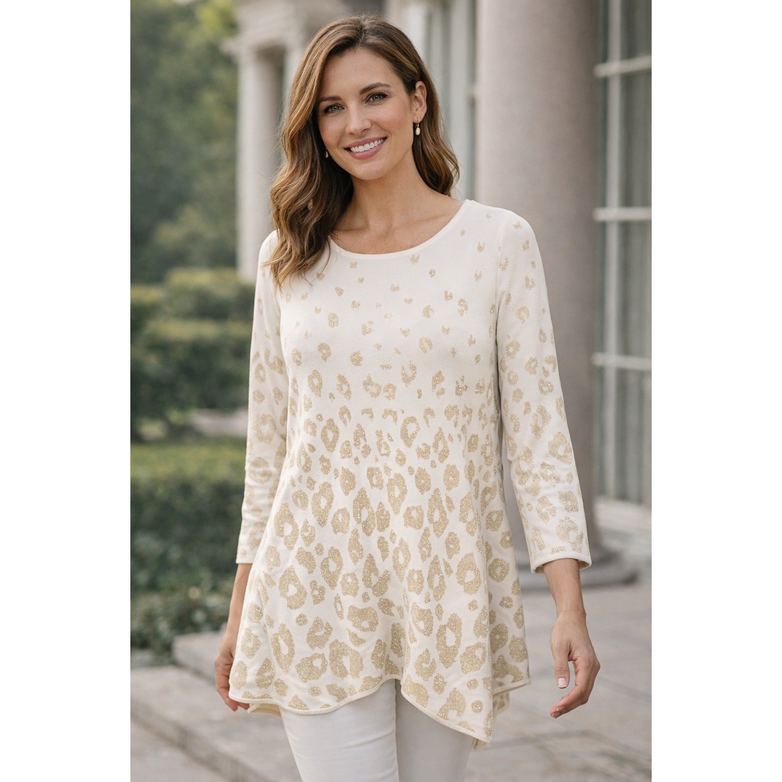 Grace Elements Gold Metallic Leopard Print Sharkb… - image 1