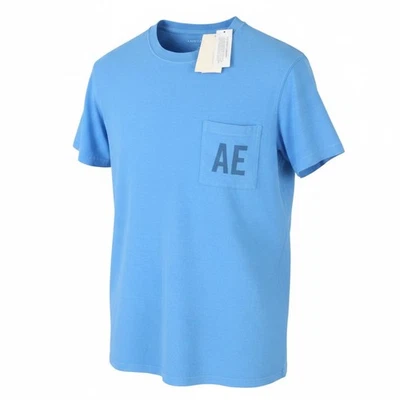 American Eagle Outfitters T-Shirt Homme Bleu M Coton Tricot Poche - Photo 1/4