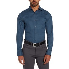 NEW Banana Republic Men's XXL Slim Fit Button down Dress Shirt Plaid Blue