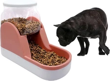 Automatic Dog Cat Food Feeder Gravity Dispenser 1 Gallon Large Capacity - Pink