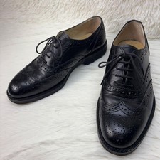 Hush Puppies Wingtip Leather Shoes Black 24.5cm EEE Men's Dress Shoes Good Cond