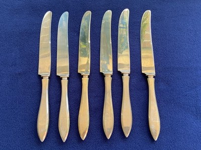 VTG Dirilyte Dirigold REGAL Goldware Set of 6 Large Dinner Knives Flatware 9.25''