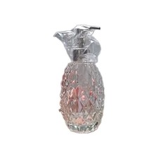 Clear Cut Glass Soap Dispenser, Freestanding, Brushed Silver Metal Pump