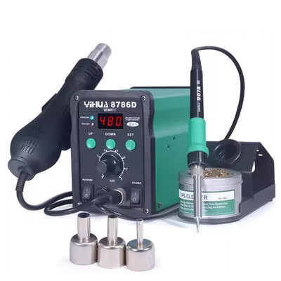 YIHUA 8786D 2-in-1 Soldering Iron Station Digital Hot Air Gun Rework Station ESD