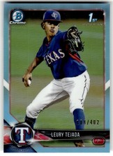 2018 Bowman Draft Chrome Sky Blue Refractor Leury Tejada #BDC-174 Rangers SN