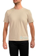 Hugo Boss Men's Beige Logo Print Stretch Short Sleeve T-Shirt US L IT 52