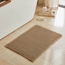 Waffle Bath Mat, Boho Bathroom Rugs Non Slip Washable, 20x30 Khaki