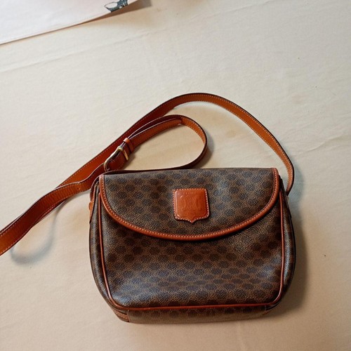 CELINE Brown Leather Shoulder Bag Authentic Vintage Designer Luxury Bag