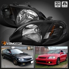Black Fits 1999-2000 Honda Civic Ek Ej Lx Ex Si 24dr Headlights Lamp Leftright Black Fits 1999-2000 Honda Civic Ek Ej Lx Ex Si 24dr Headlights Lamp Leftright