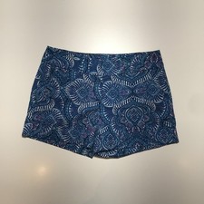 New York Company Shorts Womens 4 Blue Paisley Design Chino Cuffed Stretch 4"