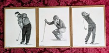 Crenshaw,Couples,Watson Pencil Sketch Prints (Landsman) 11x14s, 3 Great Golfers