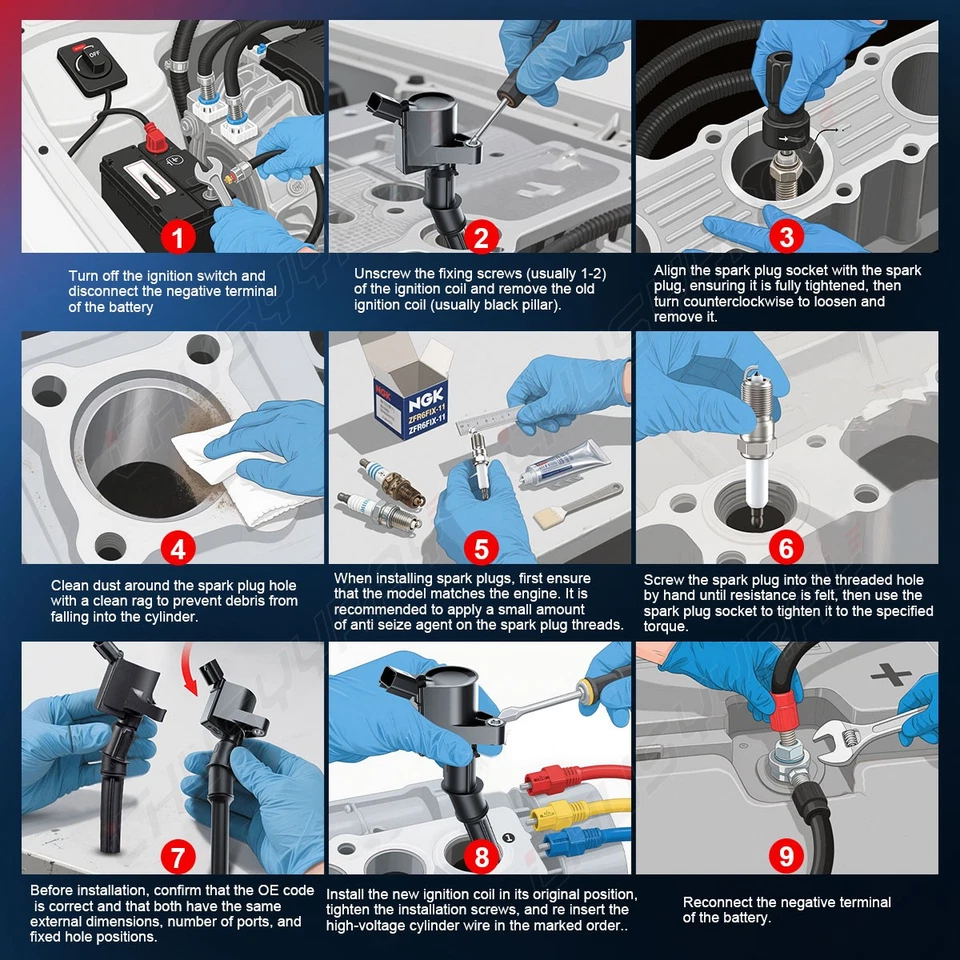 6X Bobina de encendido y 6x Bujía de iridio para Dodge Dart 2013-2016 2,0 L l4 Foto 3 de 4