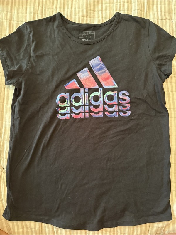 Girl Adidas Tee Shirt Size XL 14 NWT Black Logo