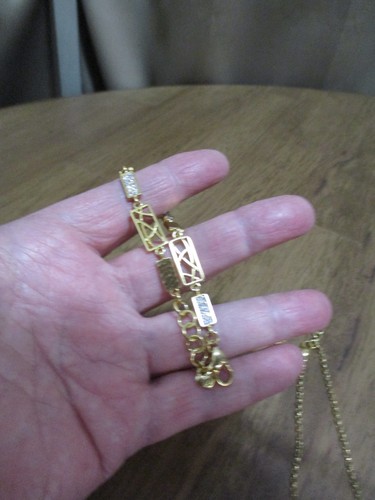 BRIGHTON Gold Tone Necklace Bracelet Set Paved Panel Gold Toned - Picture 5 of 9