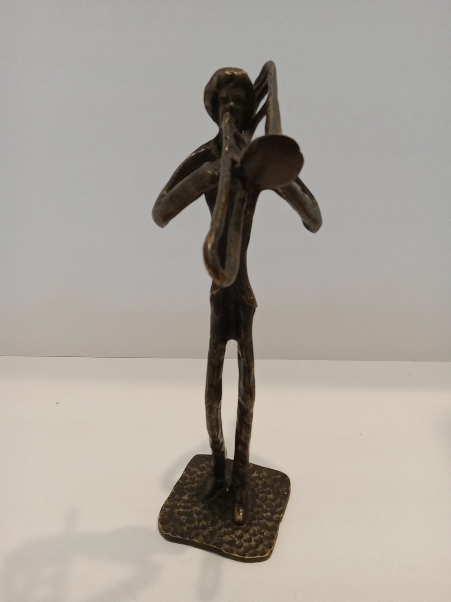 トロンボーン ミュージシャン アートオブジェ STATUE Figurine Man Plays Trombone Musician Jazz Band 12