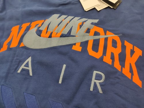 Nike Air NYC Men's Large Fleece Crew Sweatshirt Blue Pullover HQ1101-492 - Picture 3 of 10