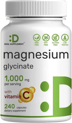 Magnesium Glycinate 500Mg per Capsule (1000Mg per Serving) plus Vitamin C, 240 C