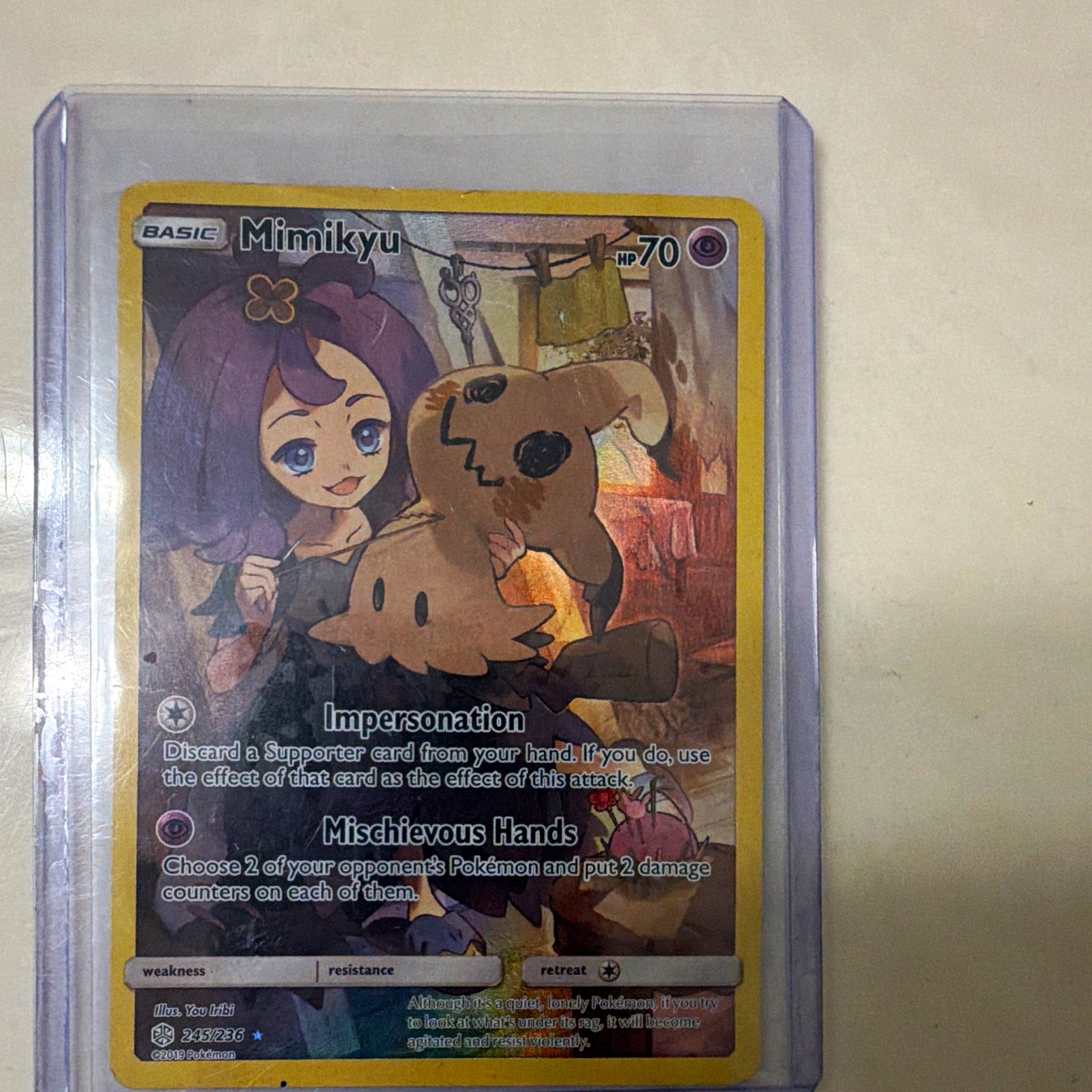 Pokemon TCG Mimikyu 245/236 SM Cosmic Eclipse Secret Rare Full Art Holo