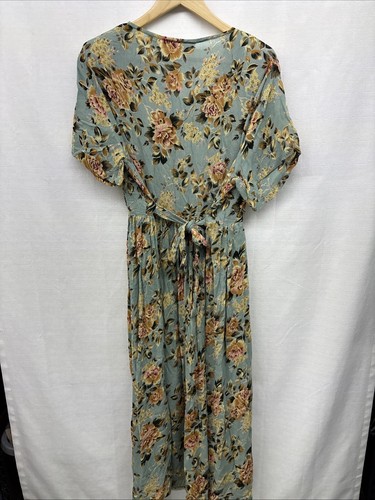 Jane Ashley VTG Floral Maxi Dress Women L Crape Bow 90s Cottagecore Boho Cowgirl - Bild 6 von 6