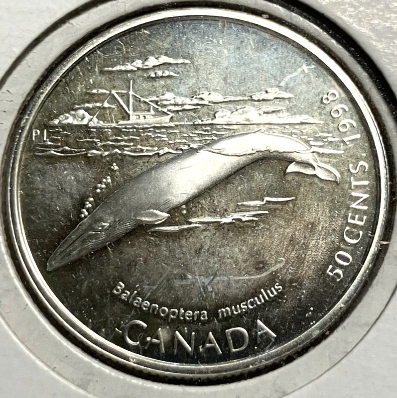 elf Canada 50 Cents 1998 Silver Proof Blue  Whale