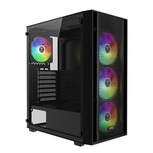 GAMDIAS AURA GC2 ELITE ARGB ATX Mid Tower PC Case, 4 x 120mm Fan, Black