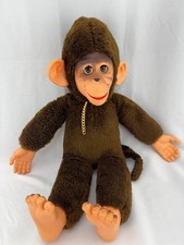 Vintage Rubber Face Monkey Doll Sleep Eyes Brown Plush Stuffed Animal Toy 20"