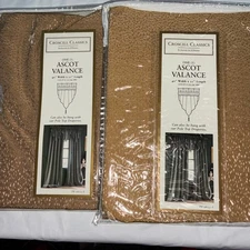 Croscill By JCP Ascot Valances Diamonds Set Of 2 40" X 21” Gold With Tassels NIP