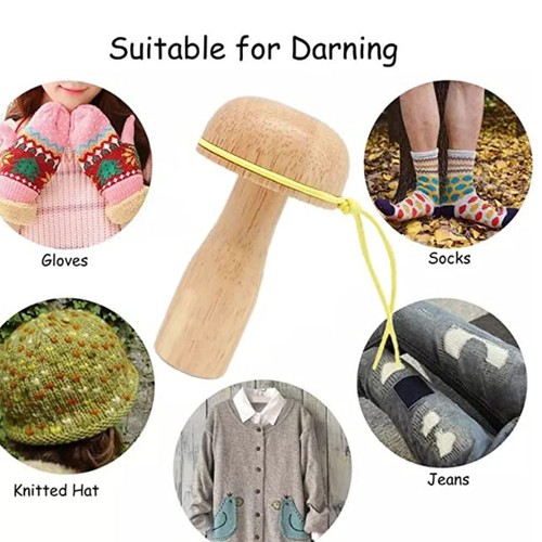 Darning Mushroom Kit Wooden Darning Mushroom Needle Sewing Tools - Picture 7 of 24